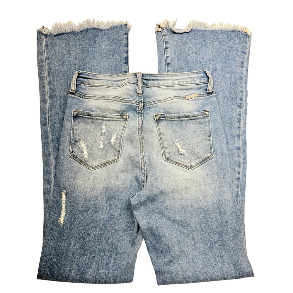 KanCan Women’s Jeans Size 7/27 High Rise Flare Distressed Raw Hem Stretch